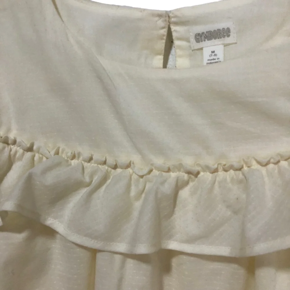 GYMBOREE Top Peasant Blouse NEW Cream Size 7/8 Lined Cotton Long Sleeves